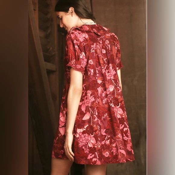 Pilcro Keira Anthropologie Floral Corduroy Mini Dress - Picture 2 of 7